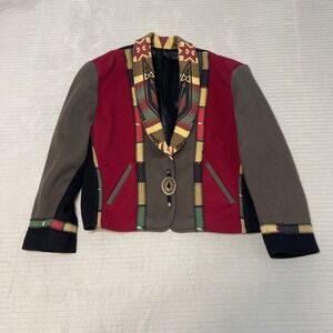 Coloratura Southwest Western Coat Jacket Womens Large 100% Wool USA Made